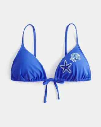 Górka bikini z trójkątnymi ramiączkami i koralikami