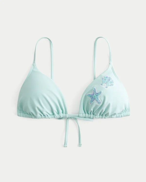Górka bikini z trójkątnymi ramiączkami i koralikami Górka bikini z trójkątnymi ramiączkami i koralikami