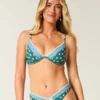 Haftowany stanik bikini z fiszbinami i głębokim dekoltem Haftowany stanik bikini z fiszbinami i głębokim dekoltem