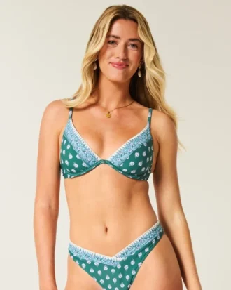 Haftowany stanik bikini z fiszbinami i głębokim dekoltem