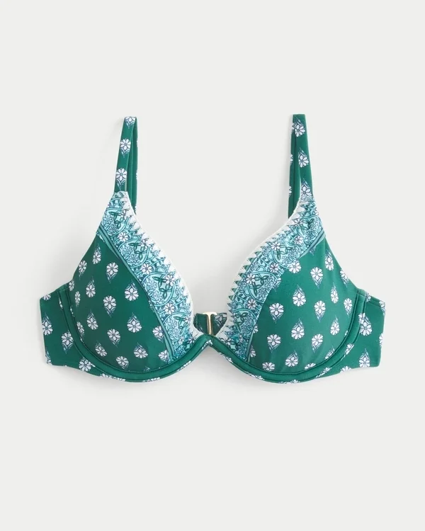 Haftowany stanik bikini z fiszbinami i głębokim dekoltem Haftowany stanik bikini z fiszbinami i głębokim dekoltem