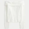 Hollister Wygodny sweter z odkrytymi ramionami i ściegiem chmurkowym Hollister Wygodny sweter z odkrytymi ramionami i ściegiem chmurkowym