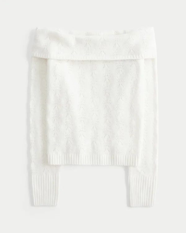 Hollister Wygodny sweter z odkrytymi ramionami i ściegiem chmurkowym Hollister Wygodny sweter z odkrytymi ramionami i ściegiem chmurkowym