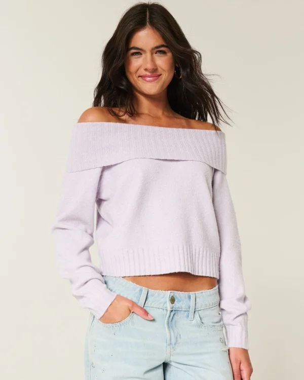 Hollister Wygodny sweter z odkrytymi ramionami i zakładką Hollister Wygodny sweter z odkrytymi ramionami i zakładką