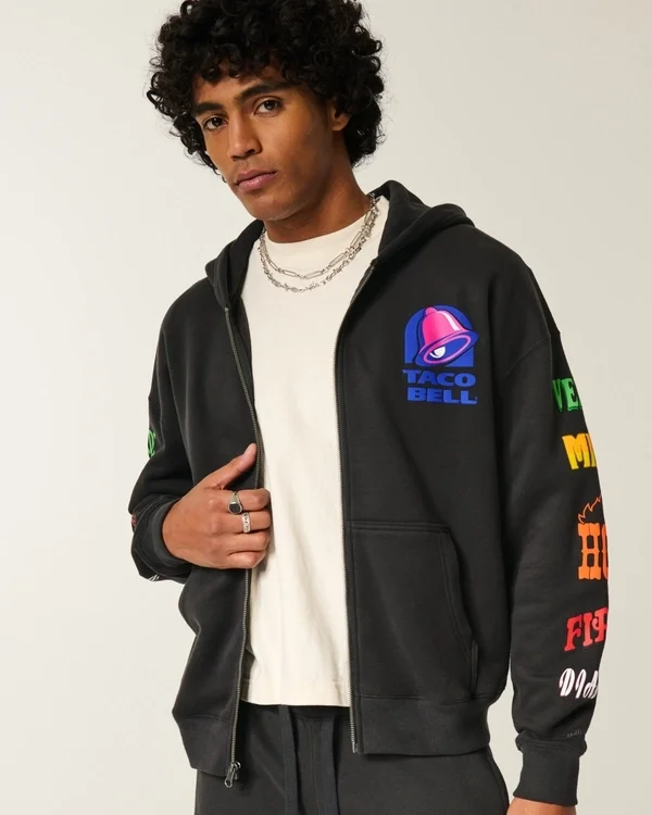Hollister x Taco Bell Bluza z kapturem i zamkiem błyskawicznym Hollister x Taco Bell Bluza z kapturem i zamkiem błyskawicznym