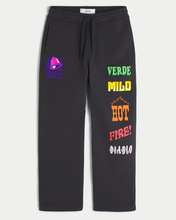 Hollister x Taco Bell Graficzne luźne spodnie dresowe Hollister x Taco Bell Graficzne luźne spodnie dresowe