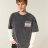 Hollister x Taco Bell Koszulka z nadrukiem o prostym kroju i grubej dzianinie