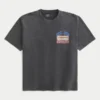 Hollister x Taco Bell Koszulka z nadrukiem o prostym kroju i grubej dzianinie