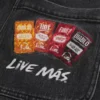 Hollister x Taco Bell Wyprane czarne jeansy z haftowanym nadrukiem Hollister x Taco Bell Wyprane czarne jeansy z haftowanym nadrukiem