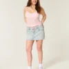 Jasna spódniczka mini z denimu typu shoelace Jasna spódniczka mini z denimu typu shoelace