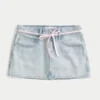 Jasna spódniczka mini z denimu typu shoelace Jasna spódniczka mini z denimu typu shoelace