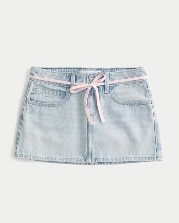 Jasna spódniczka mini z denimu typu shoelace Jasna spódniczka mini z denimu typu shoelace