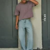Jasne dżinsy z nadrukiem astronauty Super Baggy Jeans Jasne dżinsy z nadrukiem astronauty Super Baggy Jeans