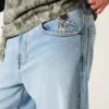 Jasne dżinsy z nadrukiem astronauty Super Baggy Jeans Jasne dżinsy z nadrukiem astronauty Super Baggy Jeans
