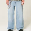 Jasne dżinsy z nadrukiem astronauty Super Baggy Jeans Jasne dżinsy z nadrukiem astronauty Super Baggy Jeans