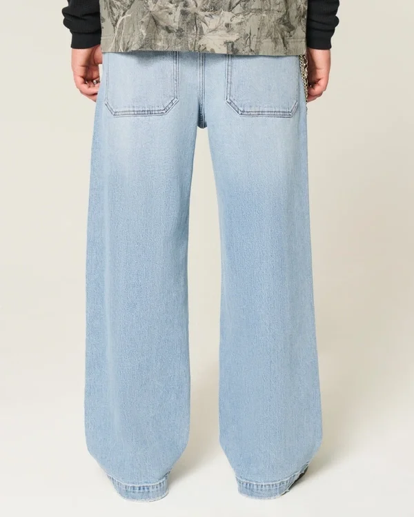 Jasne dżinsy z nadrukiem astronauty Super Baggy Jeans Jasne dżinsy z nadrukiem astronauty Super Baggy Jeans
