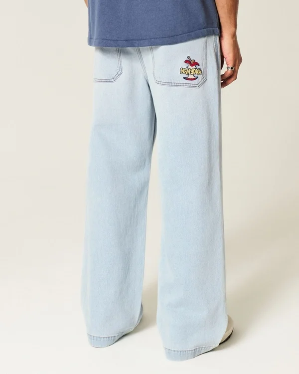 Jasne dżinsy z nadrukiem New York Graphic Super Baggy Jasne dżinsy z nadrukiem New York Graphic Super Baggy