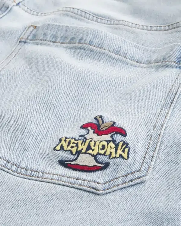 Jasne dżinsy z nadrukiem New York Graphic Super Baggy Jasne dżinsy z nadrukiem New York Graphic Super Baggy