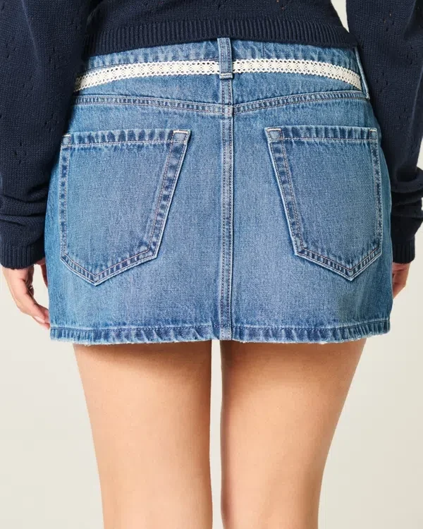 Koronkowa mini spódniczka jeansowa Koronkowa mini spódniczka jeansowa