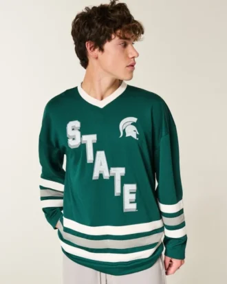 Koszulka hokejowa Michigan State University Spartans z nadrukiem Koszulka hokejowa Michigan State University Spartans z nadrukiem
