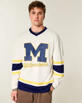 Koszulka hokejowa z nadrukiem Wolverines Uniwersytetu Michigan Koszulka hokejowa z nadrukiem Wolverines Uniwersytetu Michigan