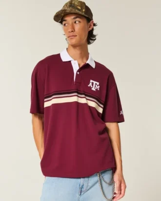 Koszulka polo z nadrukiem Boxy Texas A&M University Koszulka polo z nadrukiem Boxy Texas A&M University