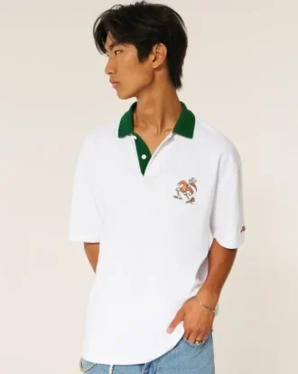 Koszulka polo z nadrukiem Boxy University of Miami Hurricanes Koszulka polo z nadrukiem Boxy University of Miami Hurricanes
