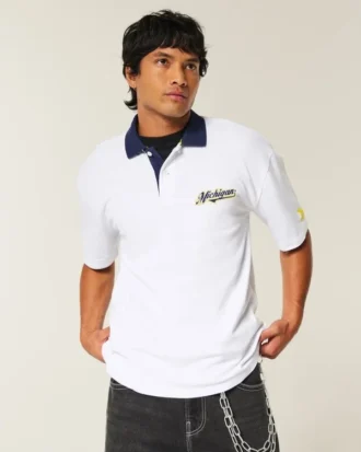Koszulka polo z nadrukiem Wolverines Uniwersytetu Michigan Koszulka polo z nadrukiem Wolverines Uniwersytetu Michigan