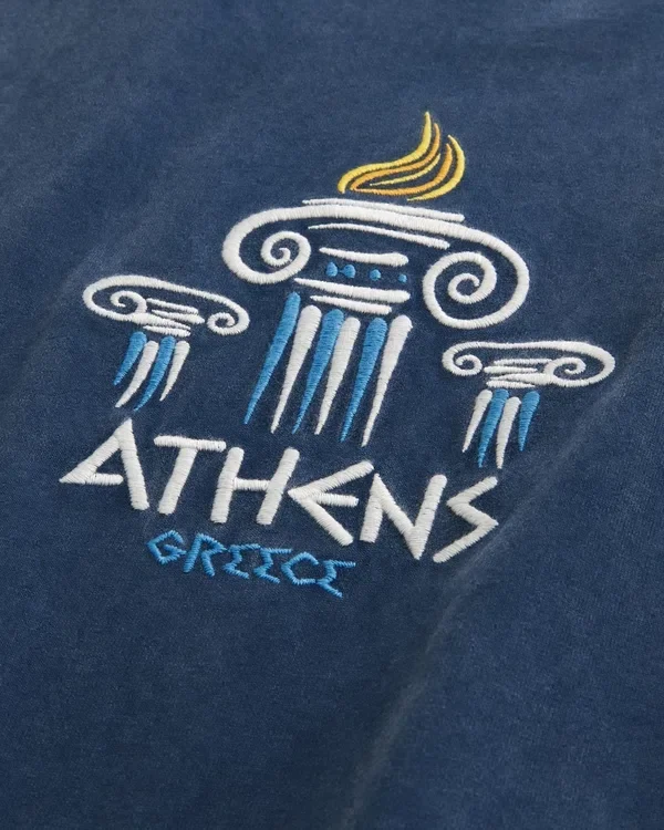 Koszulka z nadrukiem Athens, o kroju prostym i grubej dzianinie Koszulka z nadrukiem Athens, o kroju prostym i grubej dzianinie