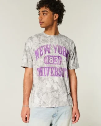 Koszulka z nadrukiem Boxy New York University Graphic Camo Koszulka z nadrukiem Boxy New York University Graphic Camo
