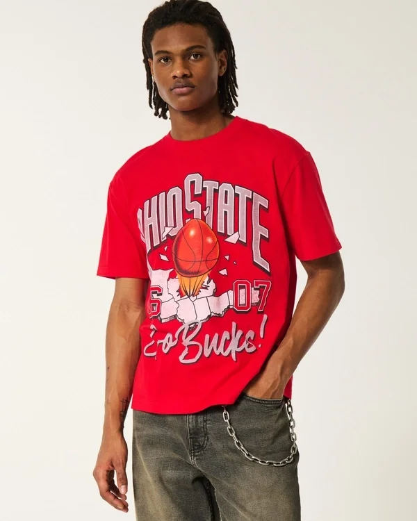 Koszulka z nadrukiem Boxy Ohio State Buckeyes Koszulka z nadrukiem Boxy Ohio State Buckeyes