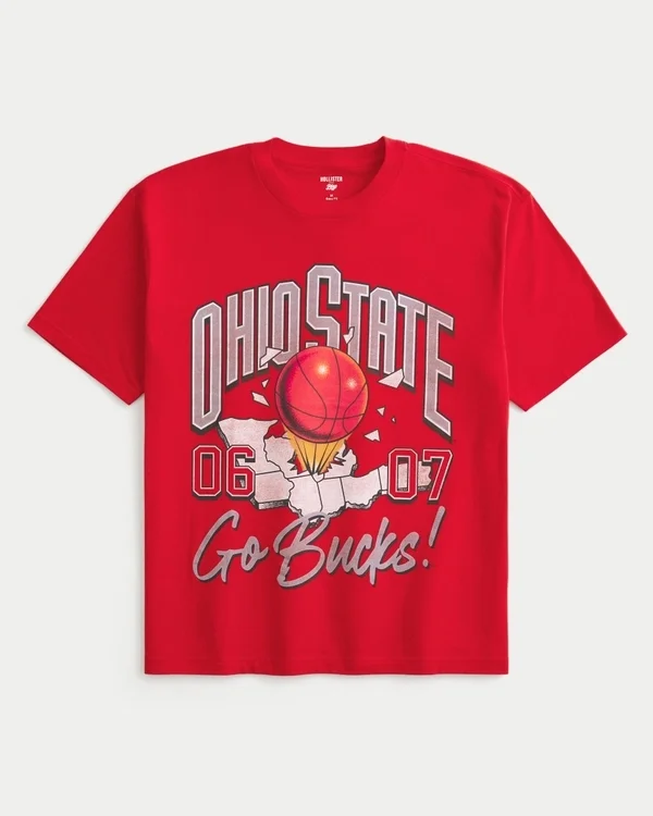 Koszulka z nadrukiem Boxy Ohio State Buckeyes Koszulka z nadrukiem Boxy Ohio State Buckeyes