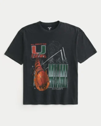 Koszulka z nadrukiem Boxy University of Miami Hurricanes