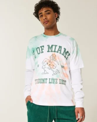 Koszulka z nadrukiem Boxy University of Miami Hurricanes