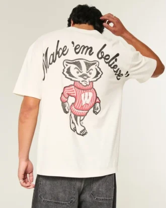 Koszulka z nadrukiem Boxy University of Wisconsin Badgers