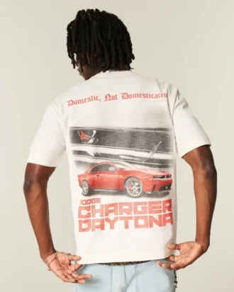Koszulka z nadrukiem Dodge Charger Daytona, o kroju prostym i grubym materiale