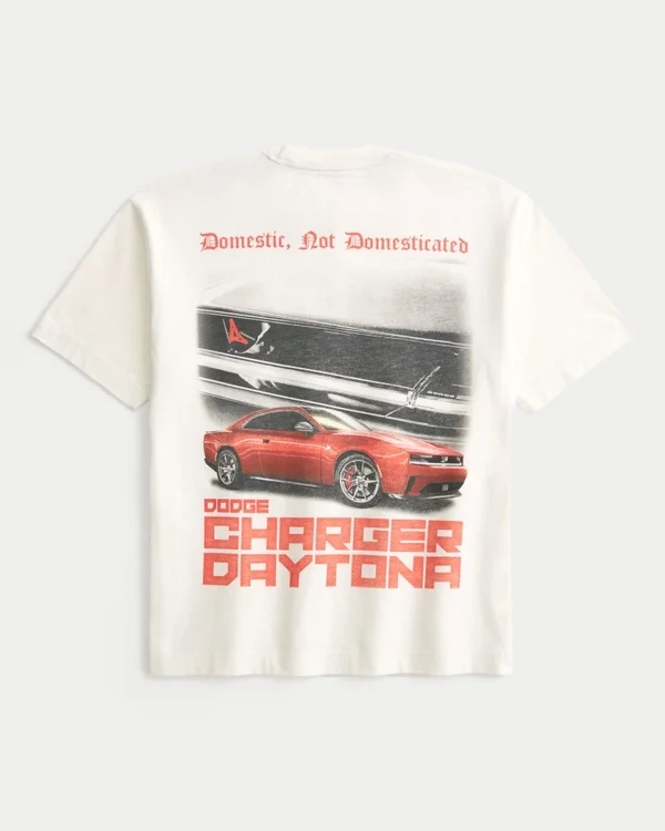 Koszulka z nadrukiem Dodge Charger Daytona, o kroju prostym i grubym materiale Koszulka z nadrukiem Dodge Charger Daytona, o kroju prostym i grubym materiale