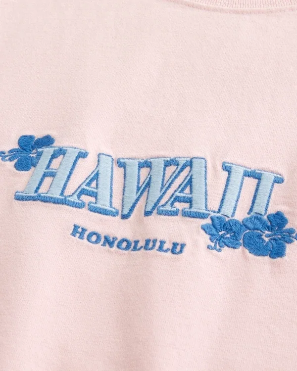 Koszulka z nadrukiem Hawaii, o kroju prostym i grubej dzianinie Koszulka z nadrukiem Hawaii, o kroju prostym i grubej dzianinie