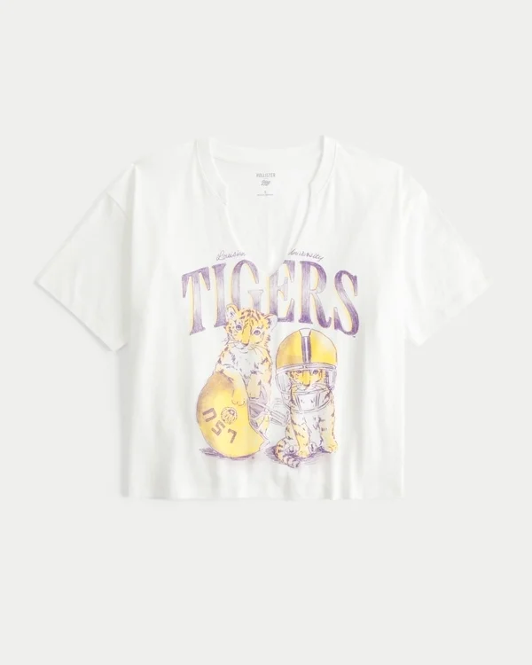 Koszulka z nadrukiem LSU Tigers z wygodnym dekoltem w serek Koszulka z nadrukiem LSU Tigers z wygodnym dekoltem w serek