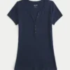 Krótki rękaw Y2K Henley Krótki rękaw Y2K Henley