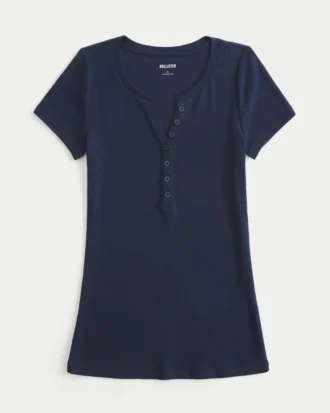 Krótki rękaw Y2K Henley