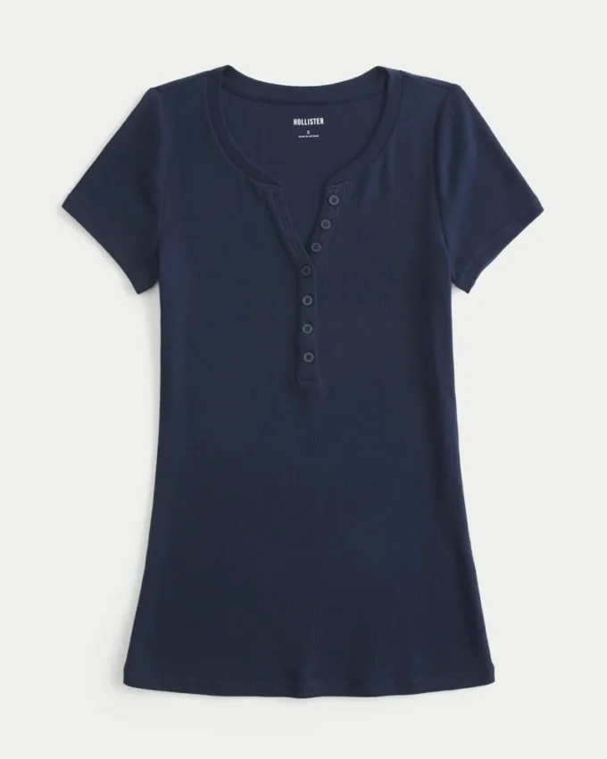Krótki rękaw Y2K Henley Krótki rękaw Y2K Henley