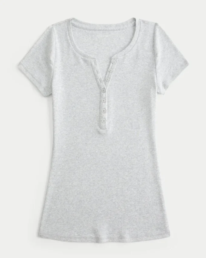 Krótki rękaw Y2K Henley Krótki rękaw Y2K Henley