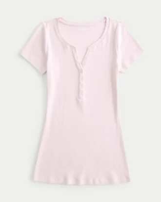 Krótki rękaw Y2K Henley
