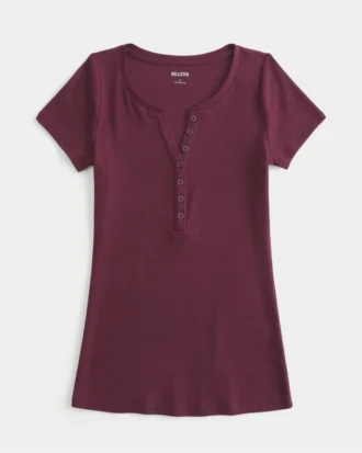 Krótki rękaw Y2K Henley