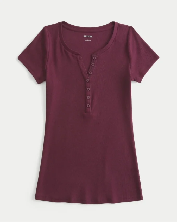 Krótki rękaw Y2K Henley Krótki rękaw Y2K Henley