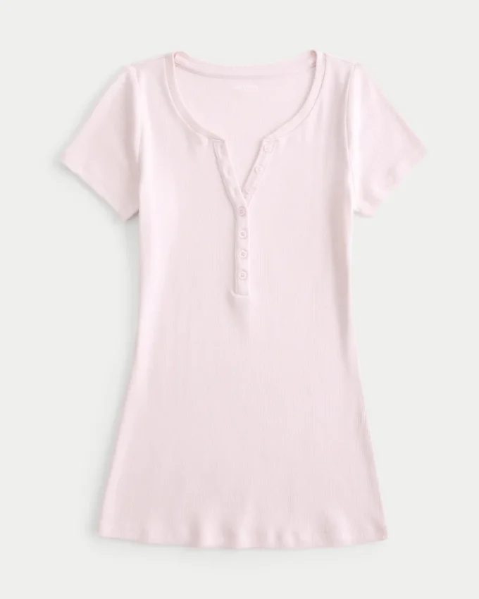 Krótki rękaw Y2K Henley Krótki rękaw Y2K Henley