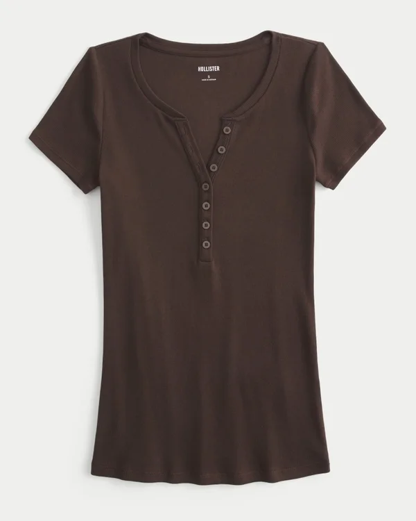Krótki rękaw Y2K Henley Krótki rękaw Y2K Henley