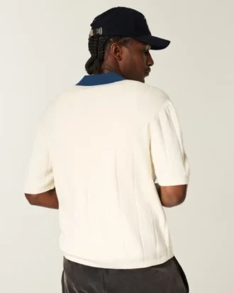 Krótki sweter polo z krótkim rękawem