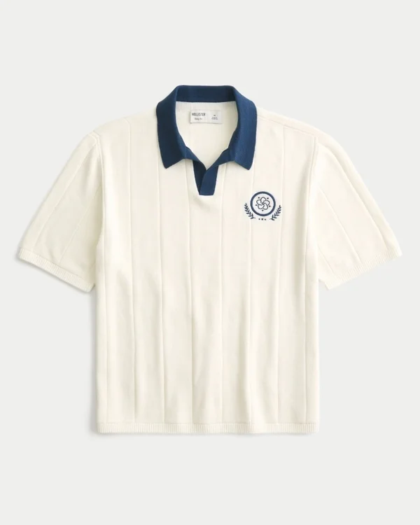 Krótki sweter polo z krótkim rękawem Krótki sweter polo z krótkim rękawem